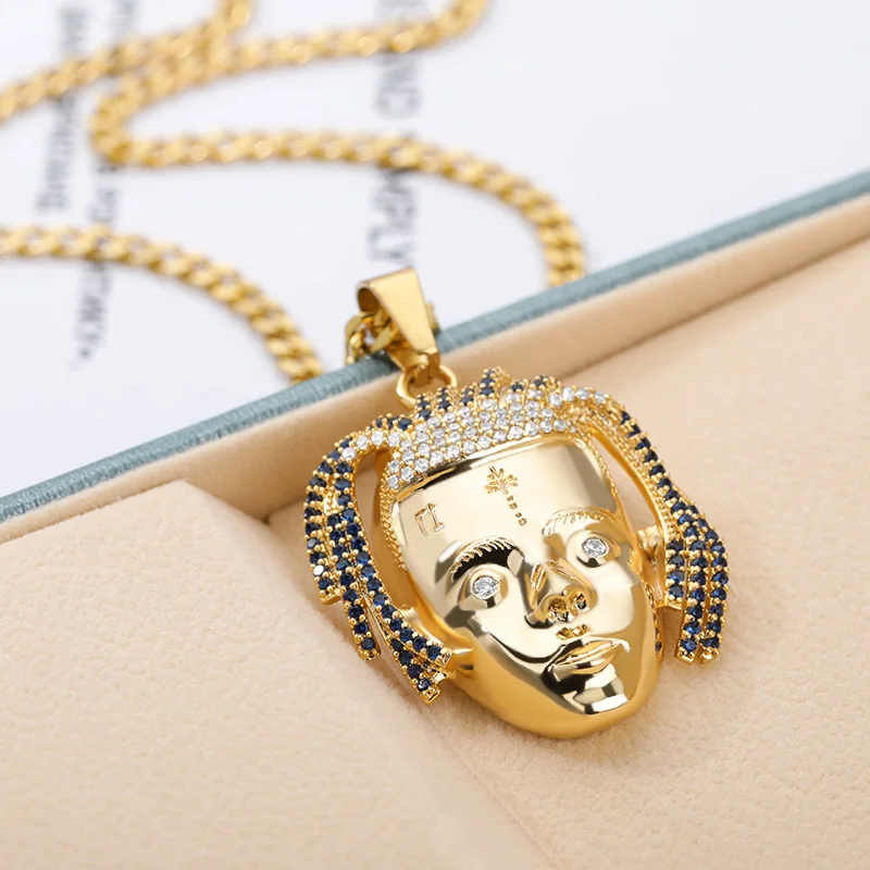Rapper XXXtentacion Necklace For Women Men Hiphop Iced Out Zircon Pendant Cuban Chain Charm Crystal Jewerly Gift | Украшения и