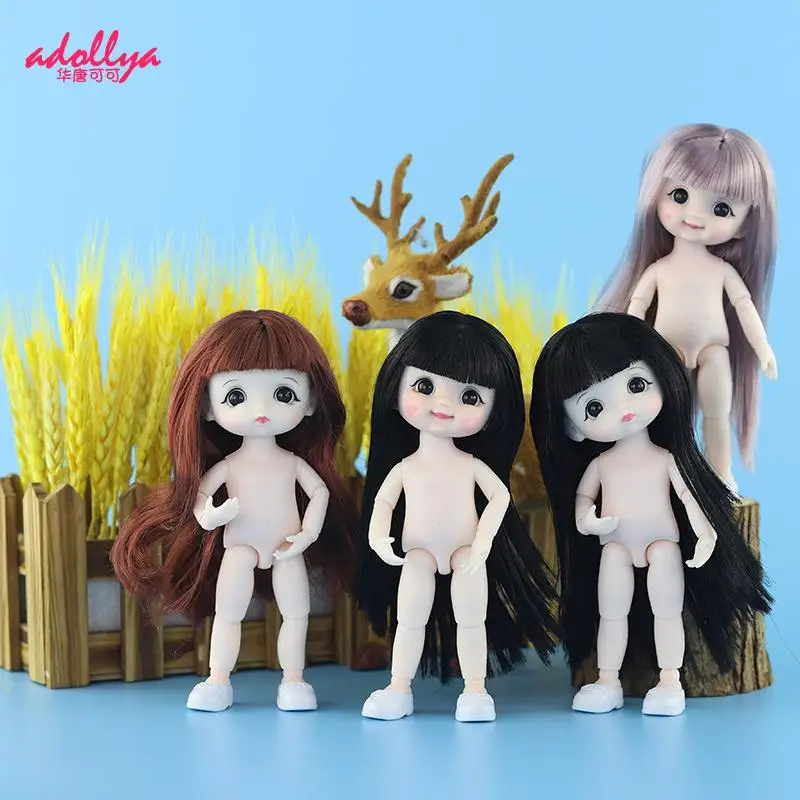 Кукла Kawaii BJD 1/12 16 см 13 шарниров Happy Face белая кожа голая кукла тело с длинными