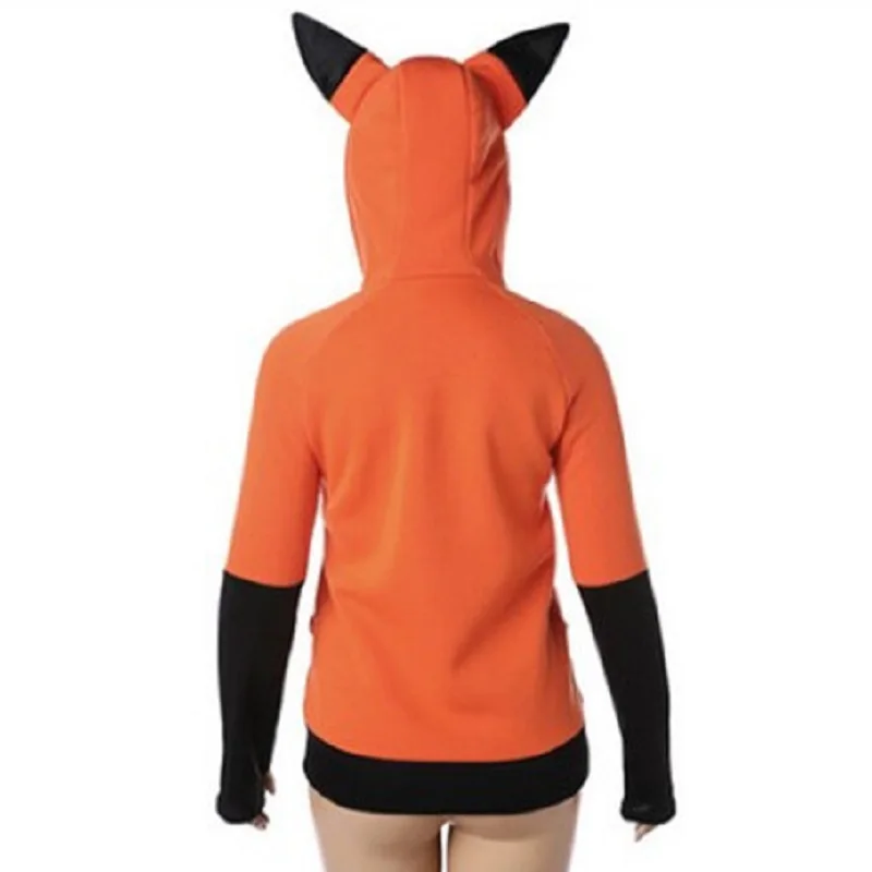 Верхняя одежда Рождество аниме худи с лисой оранжевые толстовки длинным рукавом