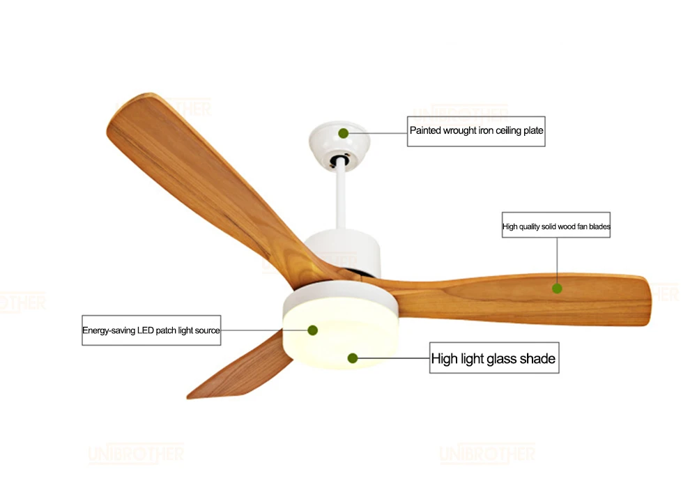 52 дюйма потолочные вентиляторы в комплект входят 3 лезвия деревянный три цвета дистанционного управления для вентилятора Креатив дерево 220v для гостиной