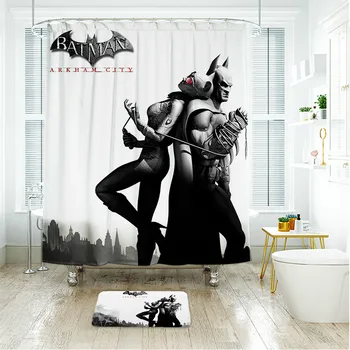 

Marvel Batman Shower Curtain Waterproof Polyester Fabric Bath Curtain For The Bathroom With Plastic Hooks Floor Mat