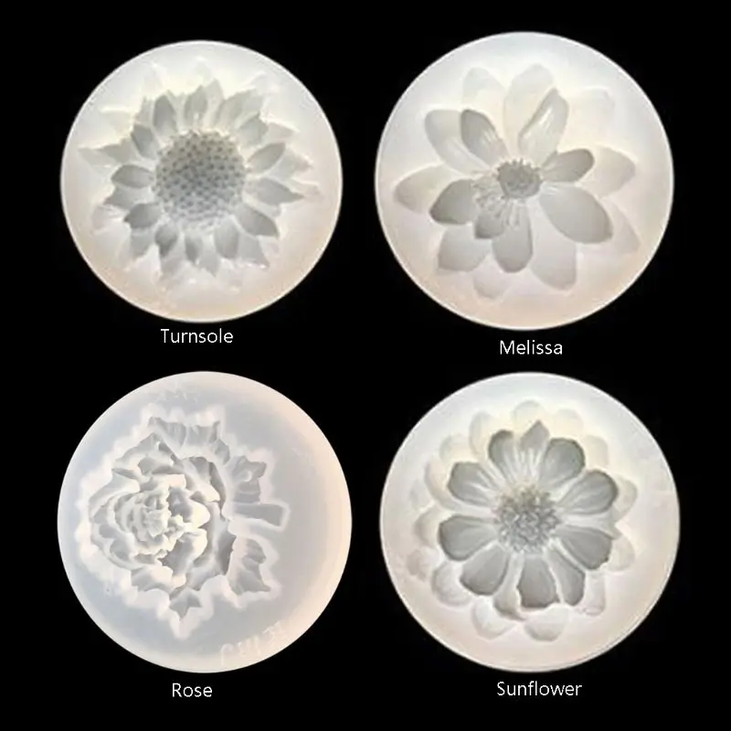 4Pcs Flower Epoxy Resin Mold Kits Camellia Sunflower Rose DIY Jewelry Making | Украшения и аксессуары