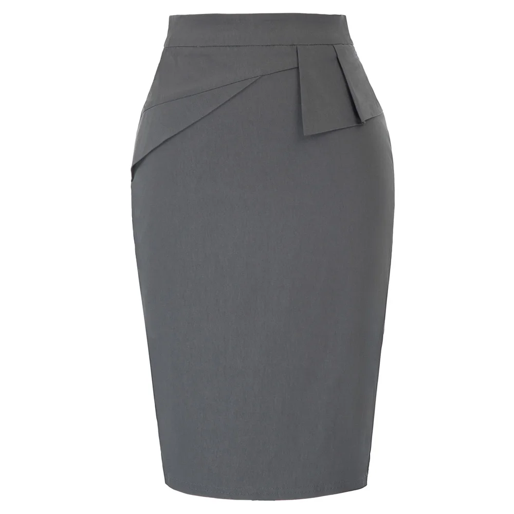 

OL skirts Womens Retro Vintage Back Split Hips-Wrapped skirt elegant solid color knee-length business Bodycon Pencil Skirt lady