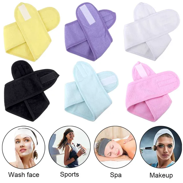 1pcs Eyelashes Extension Wash Face/Spa/Eye Lash Soft Face Headband Make Up Wrap Head Terry Cloth Headband with Magic Tape Tool