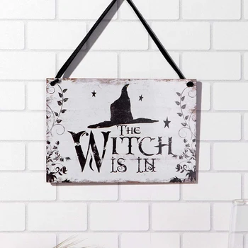 

Halloween Party Dress Up Supplies Carnival Night Listing Witch Welcome Sign Trick Or Treat Haunted House Wooden Hanging Board·*