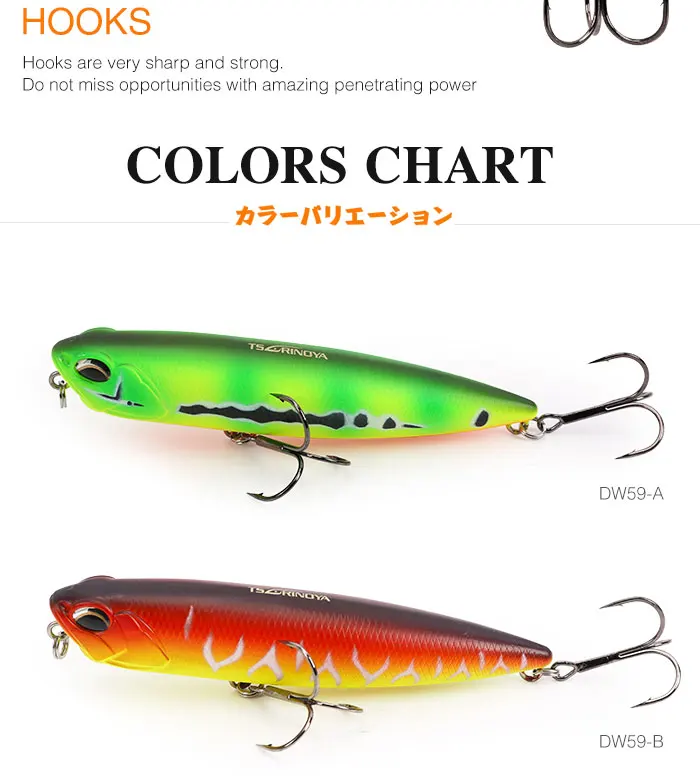 TSURINOYA Topwater приманка для рыбалки карандаш DW59 85 мм 10,5 г длинная литая Троллинг приманка гольян кренкбейт Whopper воблеры жесткая приманка