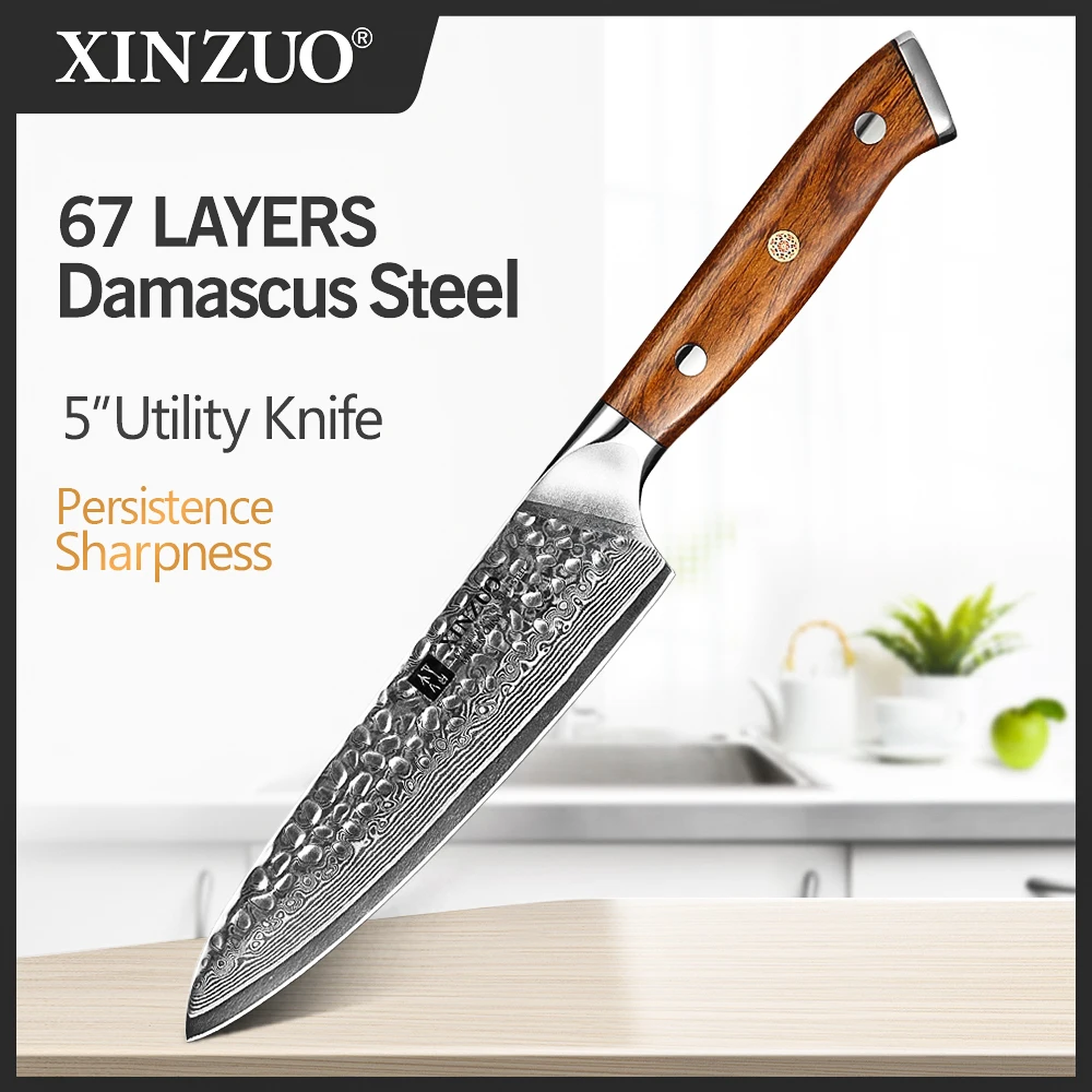 XINZUO 5" Utility Knife 67 Layers VG10 Damascus Stainless Steel Japan Chef Knife Kitchen Cook Knives Best Quality