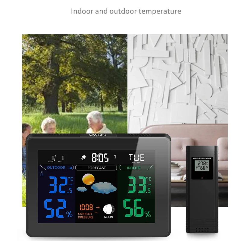 Беспроводные Часы для погоды, настольные часы, домашний декор, креативные часы с отображением времени/даты/температуры/уровня/погоды