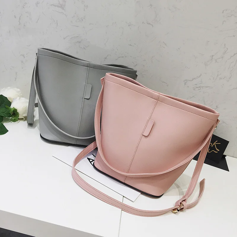 

2019 New Style Retro Bucket Bag Two-Pieces Magnetic Snap Large Capacity Shoulder Hand WOMEN'S Bag