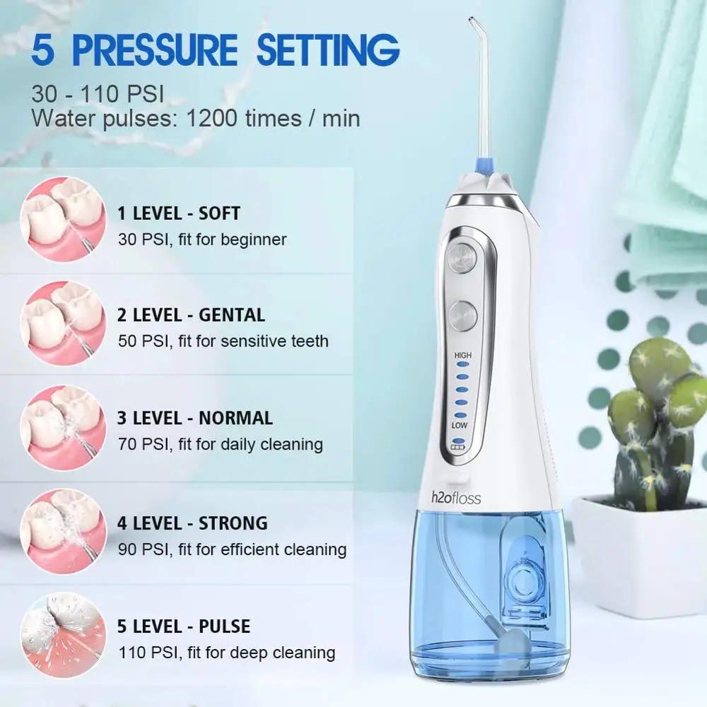  USB Rechargeable 300ml Irrigator 5 Modes Oral Irrigator Water Floss Portable Dental Water Flosser J