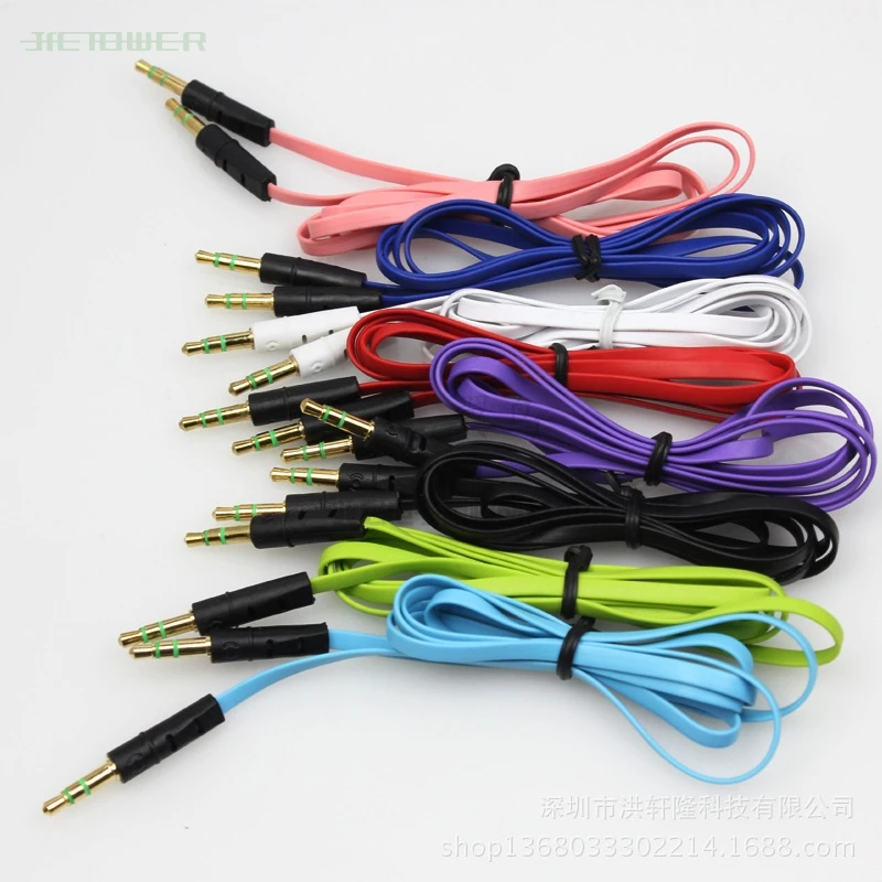 3 5mm to 3 5mm Male to Male Colorful Flat Type Car Aux Stero Audio Headphone Jack Extension Cable 1000pcs lot