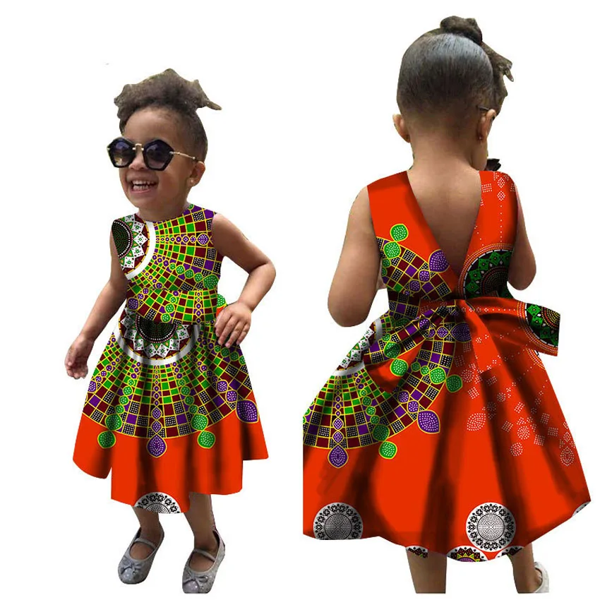 Детские летние платья в африканском стиле для девочек; Новинка года; Bazin; традиционная Дашики с цветочным принтом; винтажная одежда в африканском стиле - Цвет: Color4