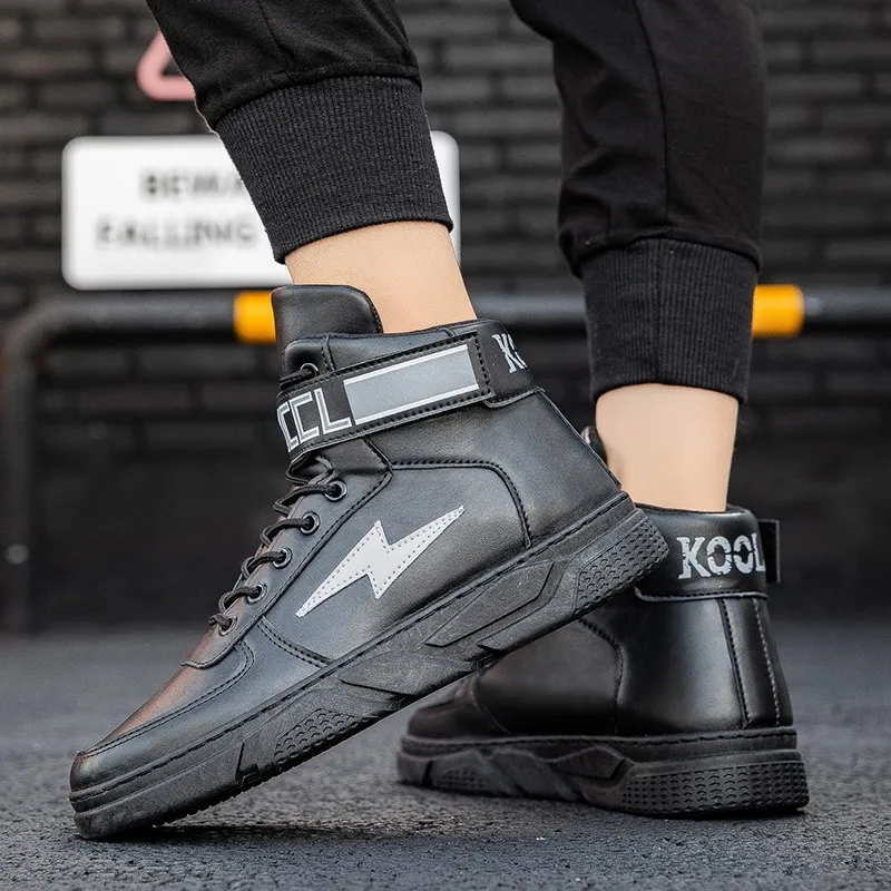 

2019 Autumn New Style Men High-top Board Shoe Thick Bottomed Cool Magic Button MEN'S SHOES Versatile Casual Shoes