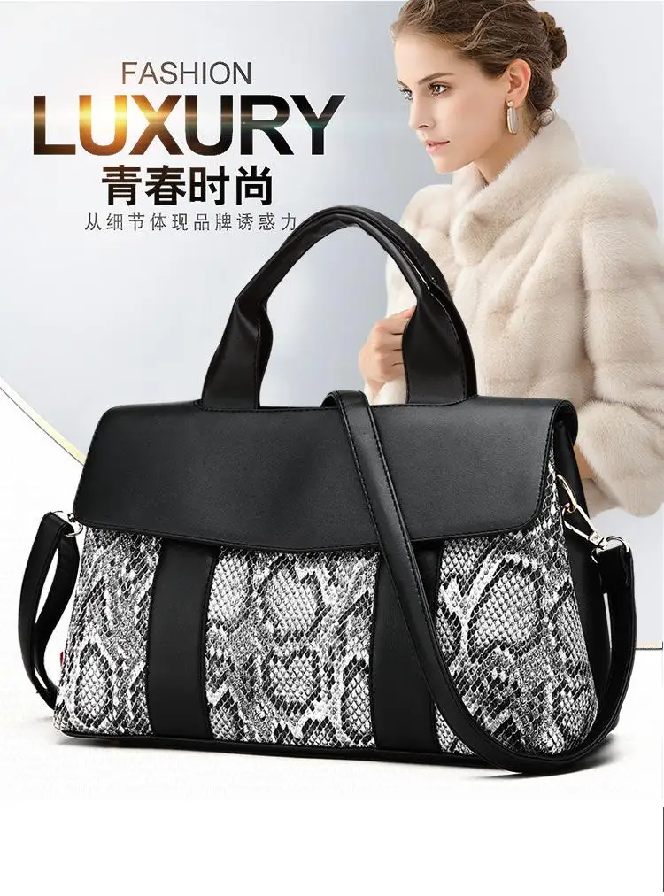 Деловые сумки для женщин Подушка Женская сумка через плечо змеиный принт индивидуальная застежка сумки Змеиный мешок большой емкости