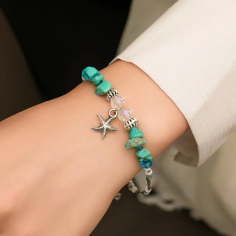 

Bohemian Fashion Starfish Bracelet Natural Stone Conch Bead Shell Charm Bracelets For Women Ocean Beach Summer Armband Jewelry