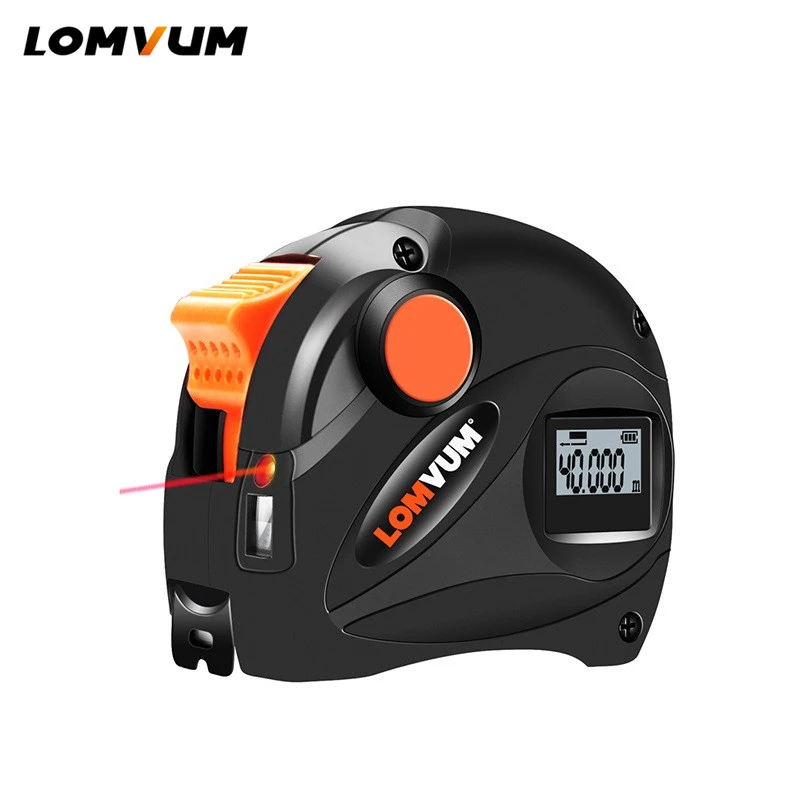 

LOMVUM 30M Rechargeable Laser Level Tape Measure 2 in 1 USB Charging Tape With LCD Display 16FT/5M Digital Tape 0.001m