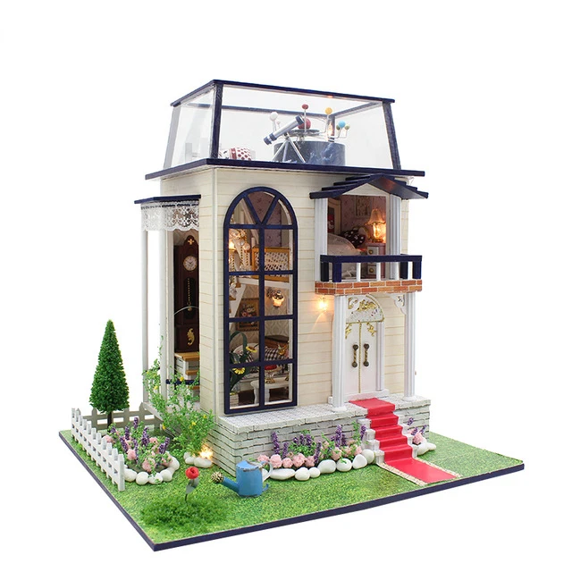 Кукольный дом большая мебель Diy Миниатюрный 3D Деревянный миниатюрный кукольный домик строительные наборы игрушки для детей подарки на день рождения