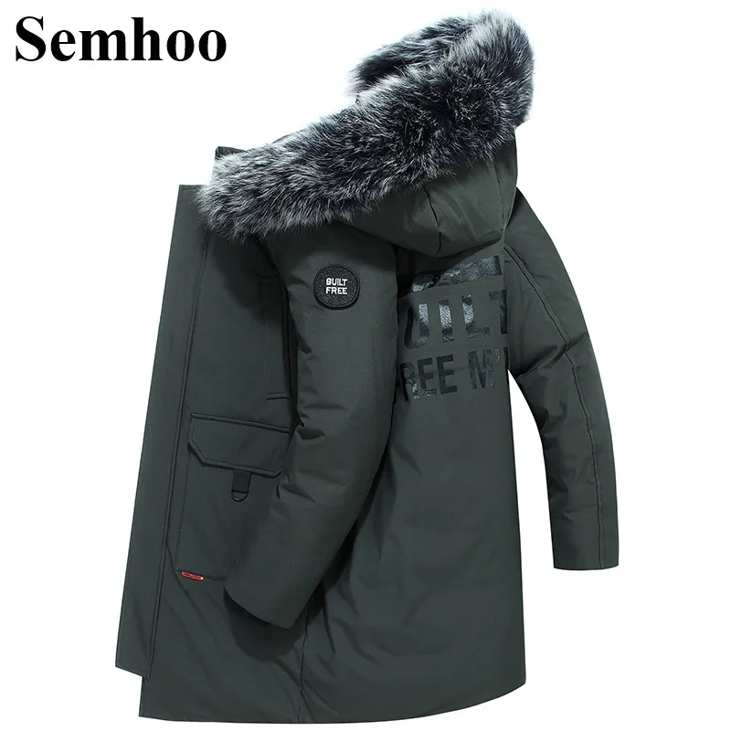

2020 Winter New Long Men's Down Jacket Loose Sizes solid color Hooded Big Fur Collar Fashion Warm Men's Down Jacket M---3XL