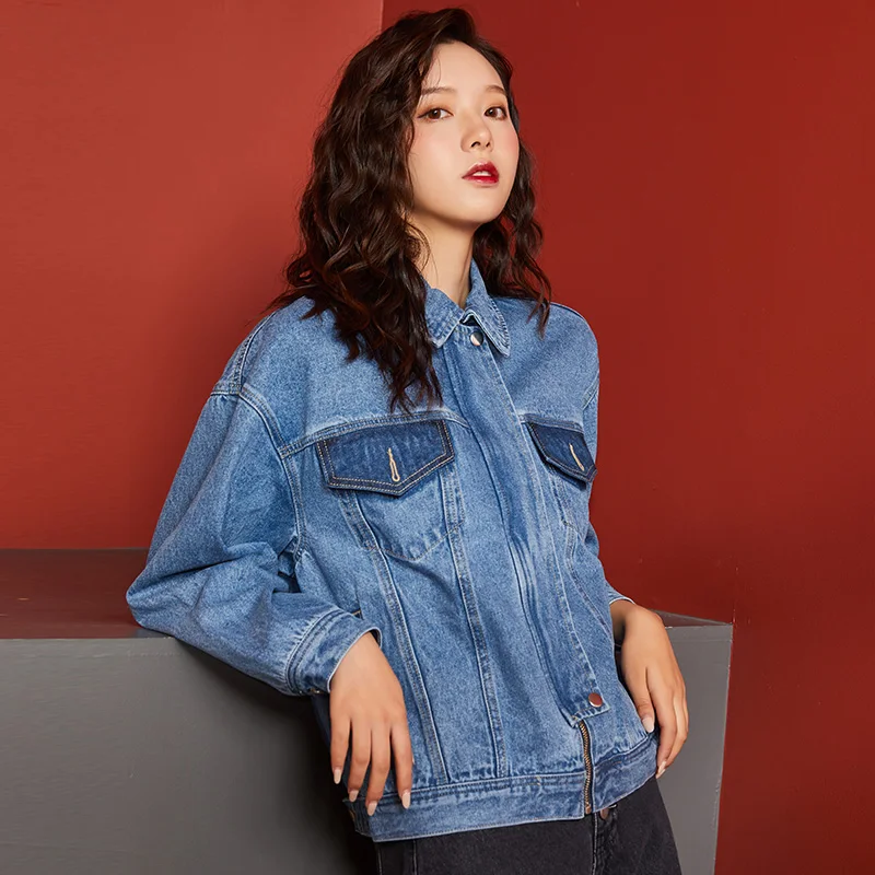 LEIJIJEANS, большой размер, женская джинсовая куртка, подходящая по цвету, с карманами, крутая джинсовая одежда, Молодежная, жизненная, новая, осенняя, джинсовая