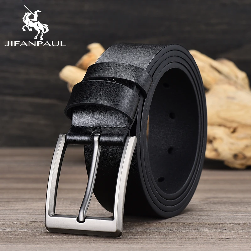 JF03 3.8CM Black JIFANPAUL бренд подлинный мужской модный кожаный ремень сплав Материал Пряжка Бизнес Ретро Мужские джинсы дикие ремни высокого качества - Цвет: JF03 3.8CM Black