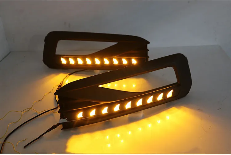 EOsuns led drl Дневной ходовой светильник для Volkswagen Lavida- с динамическим движущимся желтым поворотником и синим ночным светильник