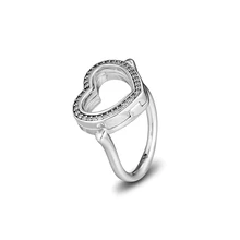 Кольцо из серебра 925, ювелирные изделия, плавающее сердце, кольца для женщин, подарок, настоящее 925 пробы, серебро, Bijoux, обручальные кольца, R184