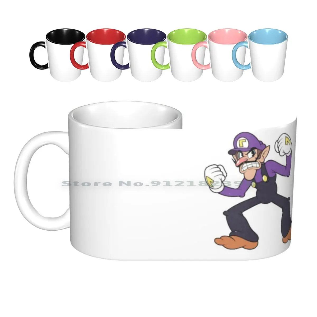 Waluigi Cuphead Art Style! Cartone Animato Di Animazione. Tazze In Ceramica Tazze Da Caffè Tazza Da Tè Al Latte Waluigi Wario Switch Smash Bros Videog