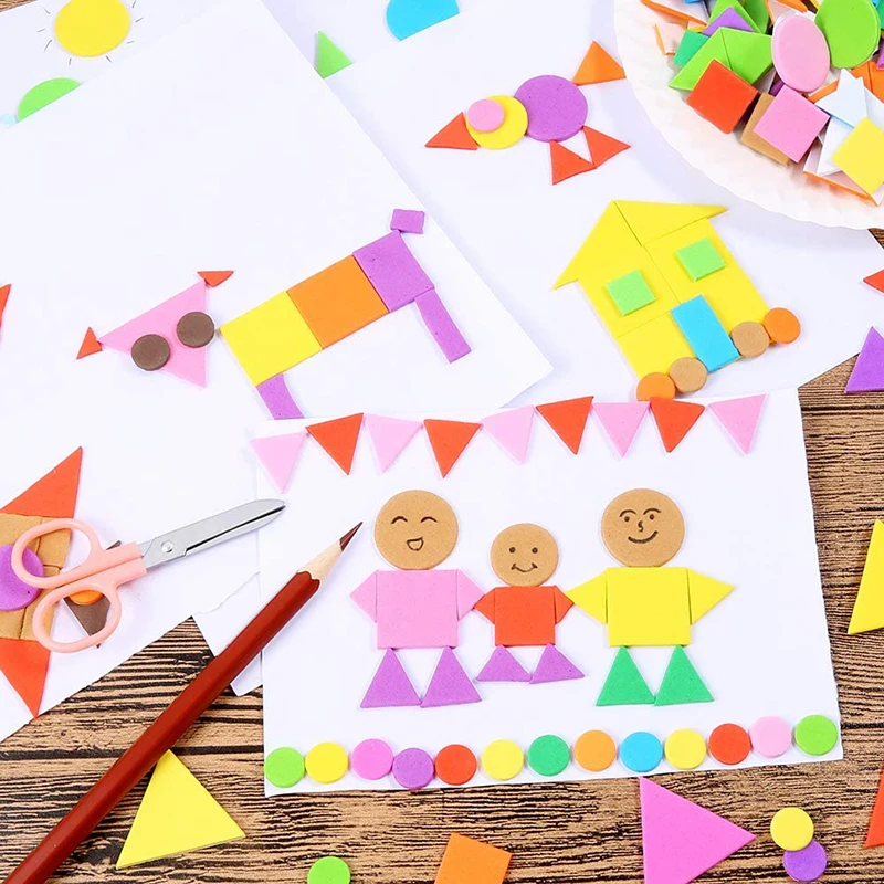 150/300/500pcs Foam Stickers Geometry Puzzle Self-Adhesive EVA Stickers Children Education DIY Toys Crafts Arts Making Gift 4