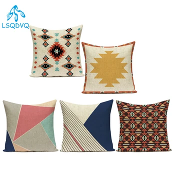 

Colorful Boho Geometric Mandala Decorative Pillows Case Cotton Linen Stripe Sofa Cushion Cover for Living Room Pillowcase Cover