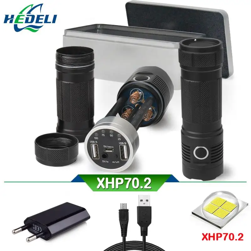 

xhp70.2 most powerful flashlight CREE xhp70 military spotlight hunting flashlight 18650 usb torch charge hand lamp lampe torche