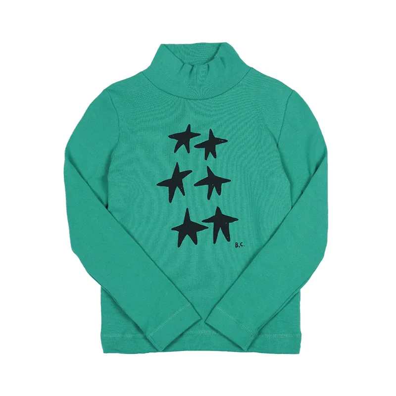 High collar Осень-зима BC/брендовые Детские футболки для мальчиков, модная одежда для девочек с рисунком футболка с длинным рукавом детские, для малышей хлопковые топы - Цвет: High collar