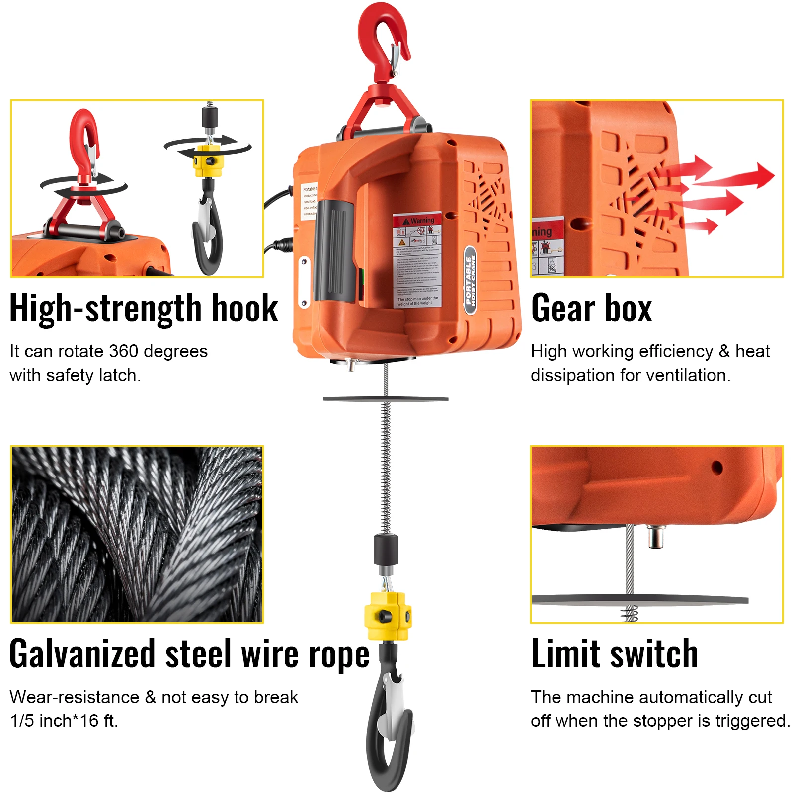 Portable Electric Hoist Winch Crane for Lifting