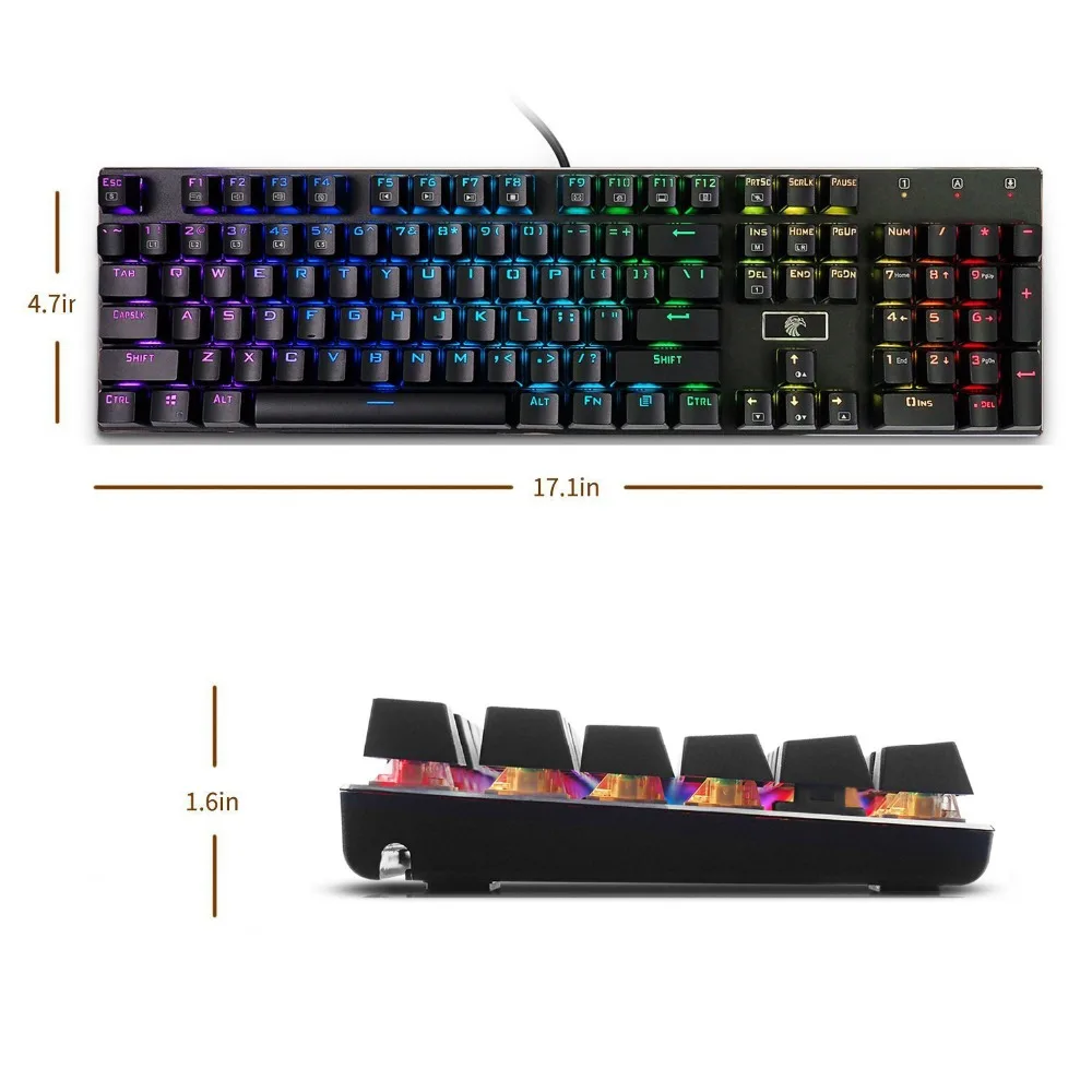 Z-88 RGB Mechanical Gaming Keyboard RGB Backlit Blue Switch - Tactile Clicky Water Resistant 104 Keys Anti-Ghosting for Mac PC