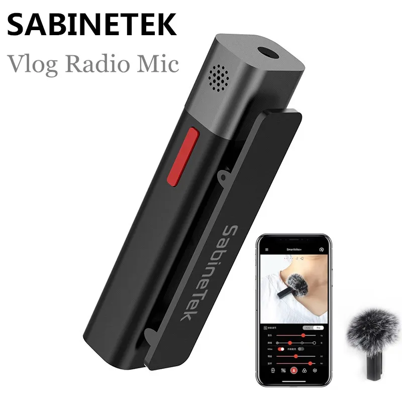 

SABINETEK SmartMike+ Wireless Microphone Bluetooth Video Vlog Microphone Real-time Mic for iPhone Huawei Smartphone DSLR Camera
