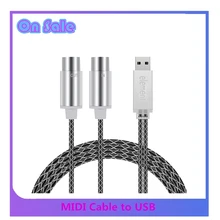 Cabo midi do elemento ao conversor in-out de usb, relação profissional de usb midi com luz indicadora ftp que processa o escudo do metal da microplaqueta
