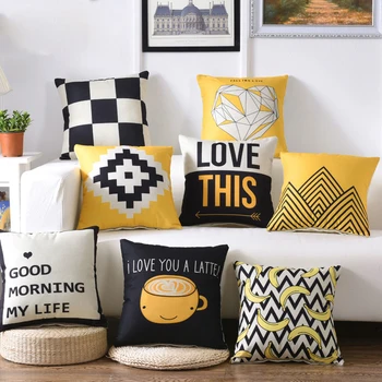 

Letter Pillowcases,Modern Black White Plaid Pillow Cover,Geometric Cushion Cover for Sofa Bed Car,45/60 Cm Decorative Pillow