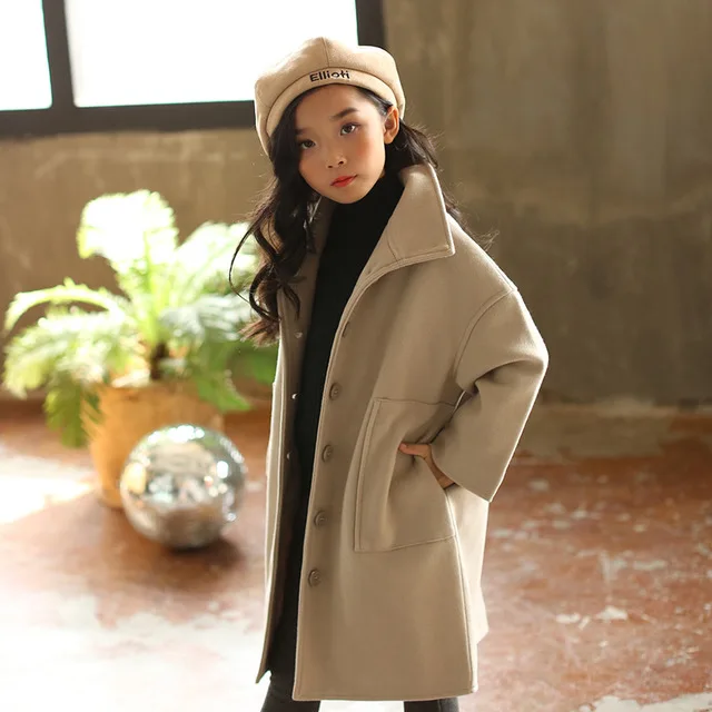 

2019 New Emmababy Stock Kid Girls Winter Warm Wool long Coat Overcoat Outwear Jacket Clothes