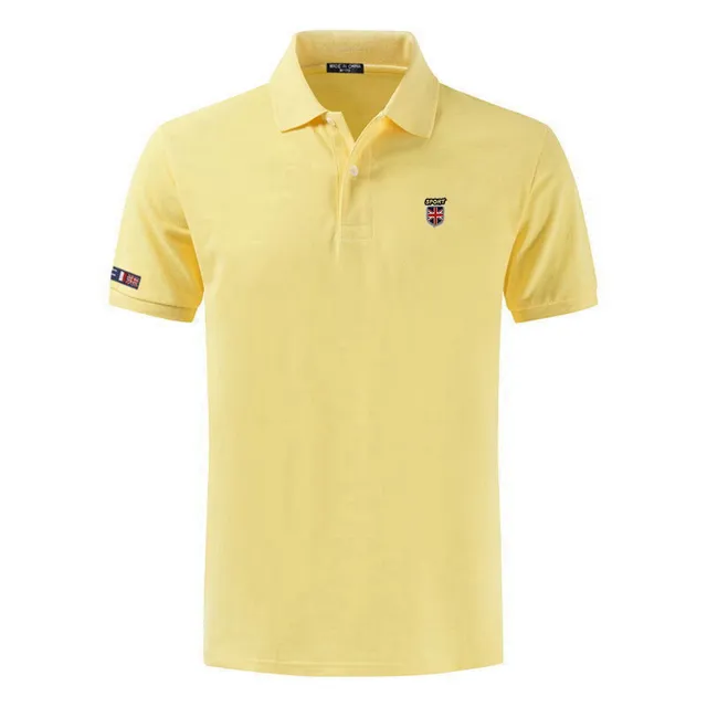100% Cotton Top Quality 2022 Summer New Men's Polos Shirts Plus Size XS-5XL Solid Color Short Sleeve Polos Homme Lapel Male Tops yellow