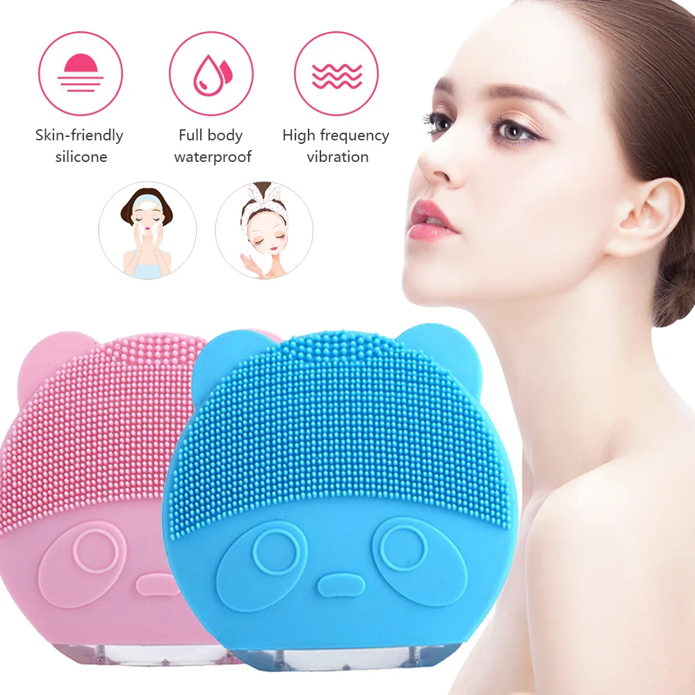 

Silicone Electric Face Cleansing Brush Waterproof Rechargeable Sonic Vibration Facial Pore Cleanser Skin Scrubber Massager New