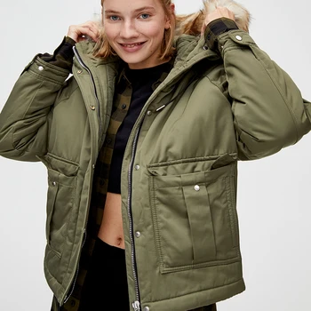 

Winter Warm Big Fur Coat Women Plus Size Parka Big Pocket Down Jacket For Women Hooded Cotton-padded Outerwear Jacket