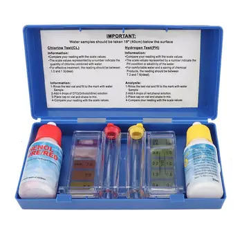 

PH Chlorine Testing Kit Water Quality Test Box Accessories for Swimming Pool PH Test Strips Range 1-14 Indicator Paper Tester