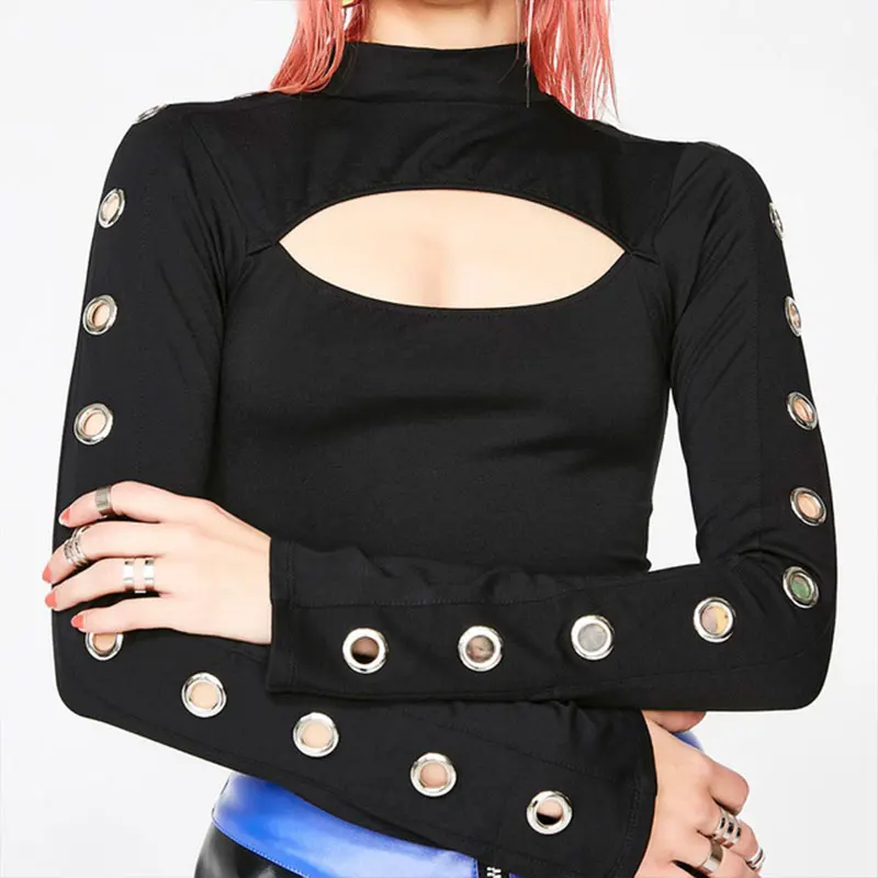 

Womens Long Sleeve Tops Street Sexy Open Top Shirt Women Shirts T Shirt Stranger Things Harajuku Korean Style Women Clothes Tops