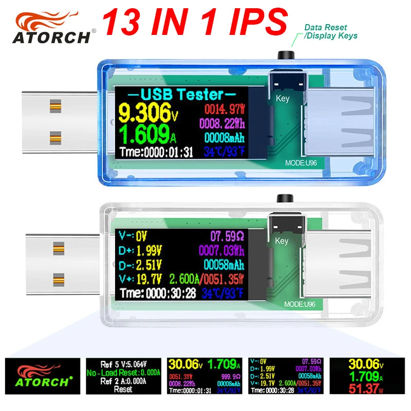 Цифровой вольтметр измеритель мощности напряжения 12/13 в 1 с работой от USB зарядка