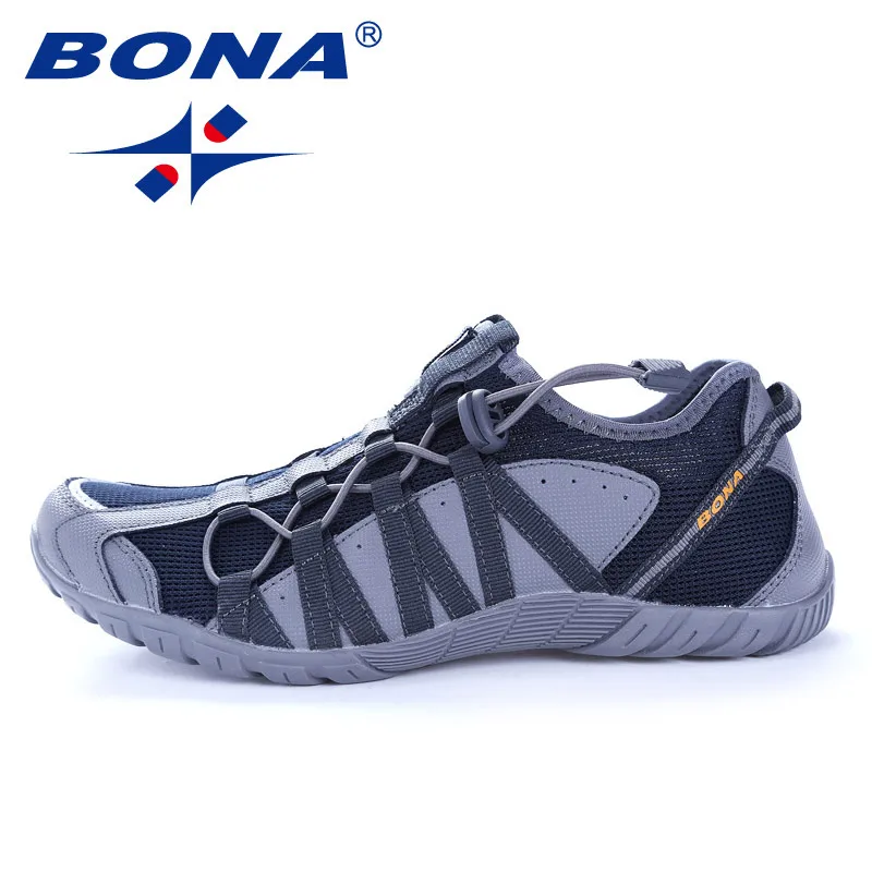 BONA/Мужская дышащая Спортивная обувь; сетчатая Уличная обувь для бега; мужские кроссовки на шнуровке с низким верхом для ходьбы и бега; большие размеры 5,5-13 - Цвет: DEEP BLUE