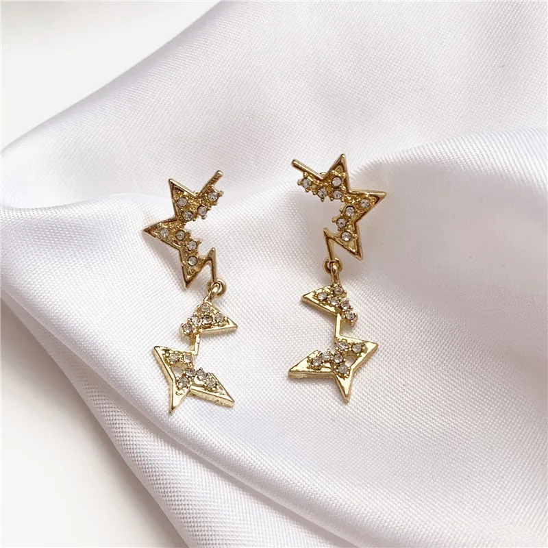 Meteor South Korea Micro Crystal Set Super Shiny Biling Ear Stud Elegant Simple Earrings Women's Jewelry | Украшения и