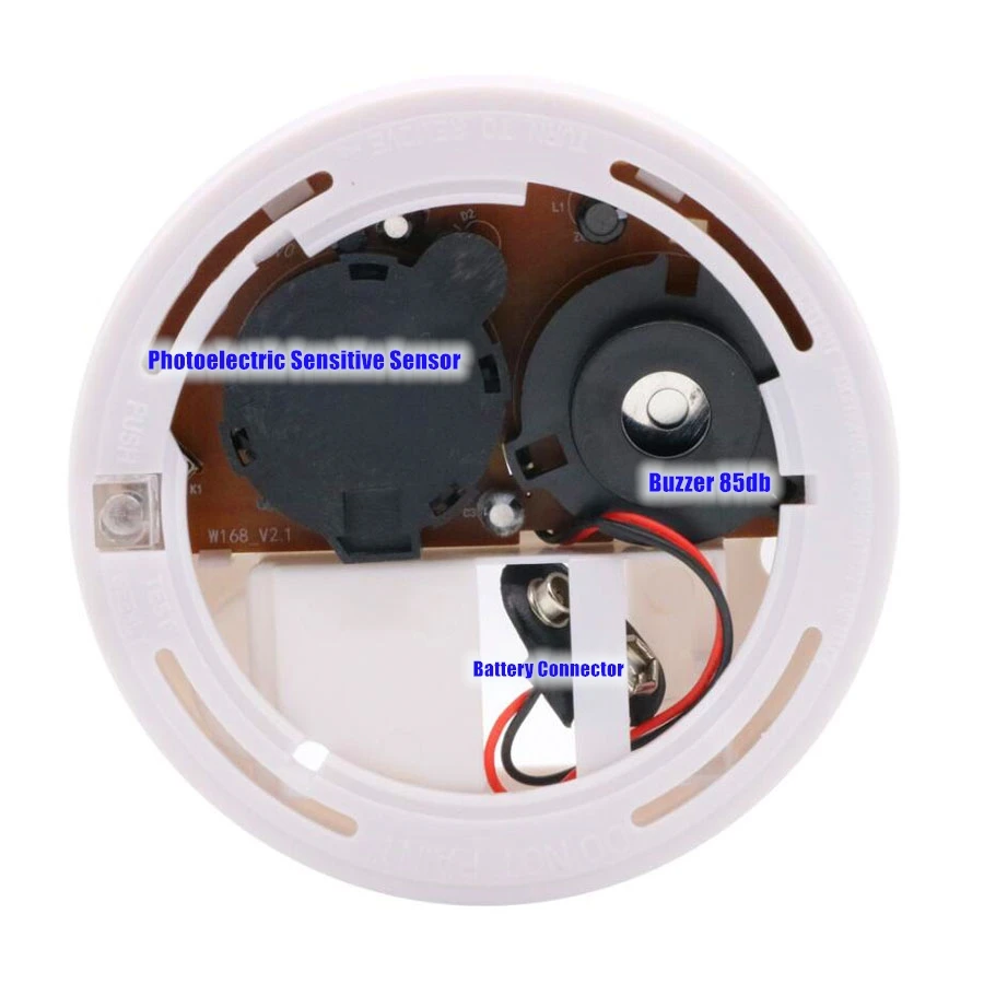 China Shenzhen 9V Battery Operated Sensitive Smoke Sensor Fire Smoke Detector Alarm Wireless RF433Mhz 2262 1527 Smoke Detector