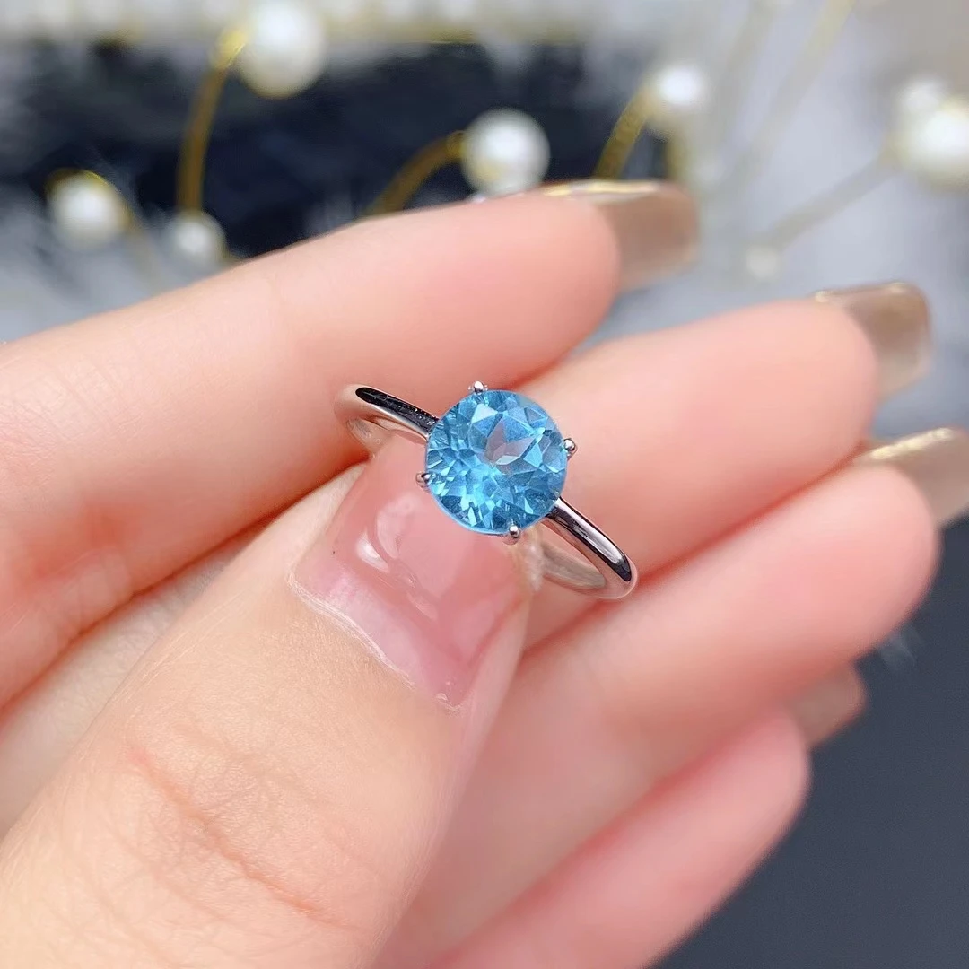 Gold-Plated Blue Topaz Single Stone Ring - Snowflake Surprise | NOVICA