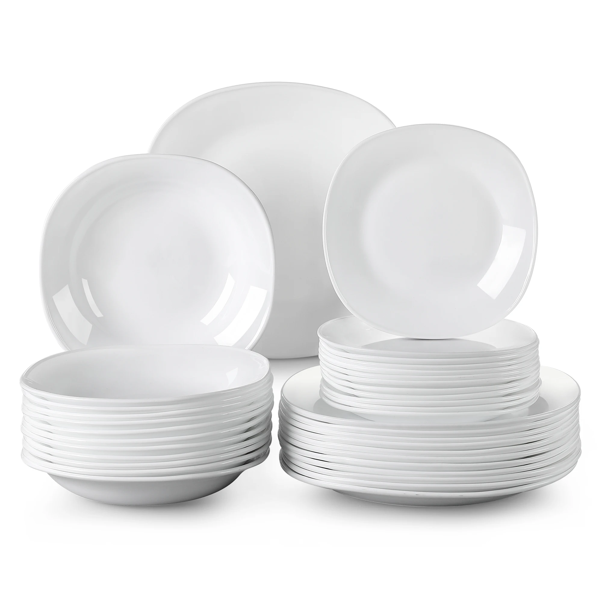

MALACASA ESMER 18/36-Piece Unbreakable Durable Opal Glass Tableware Dinner Set with Dinner Plate,Soup Plate,Dessert Plate Set