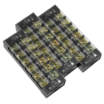 

uxcell 3 Pcs Dual Rows 6 Positions 600V 25A Cable Barrier Block Terminal Strip TB-2506L