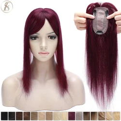TESS Women Topper Clip In Hair Extensions 7x12.5cm Hair Toppers Natural Hair Wigs 100% Human Hair For Women Silk Base Hair Clips